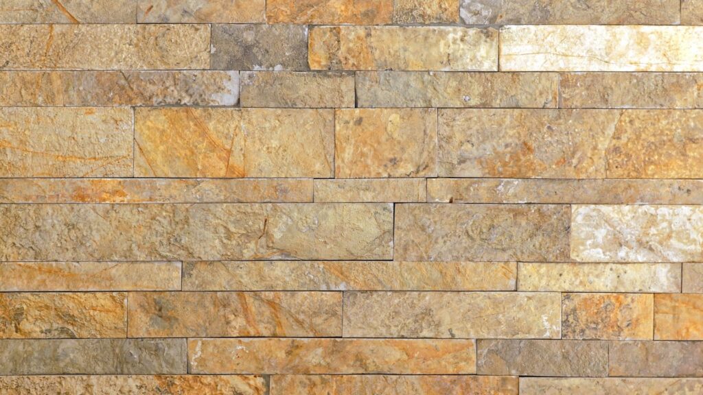Natural stone tiling on a wall